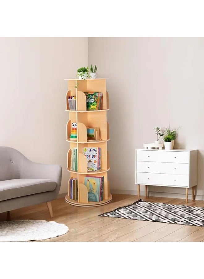 توكي توي رف كتب خشبي دوّار من 4 طبقات – بني من TOOKY TOY - Image 2